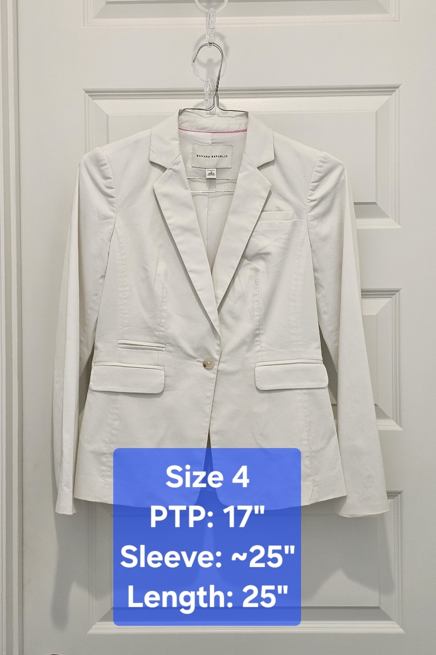 Banana Republic White One-Button Cutaway Blazer - Size 4 - GUC